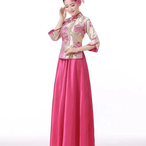 女大合唱服民国风长裙民族舞蹈服装民乐二胡古筝演出服成人新娘服