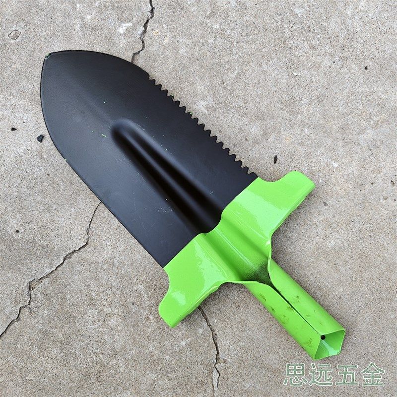 军印泥锹尖五号钢锹尖锹锰钢木柄多功能锯齿锹砍锹挖铲子加厚户外图片
