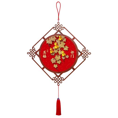 五福临门入户门吉祥挂件葫芦玄关客厅中国结挂饰餐厅新年装饰画