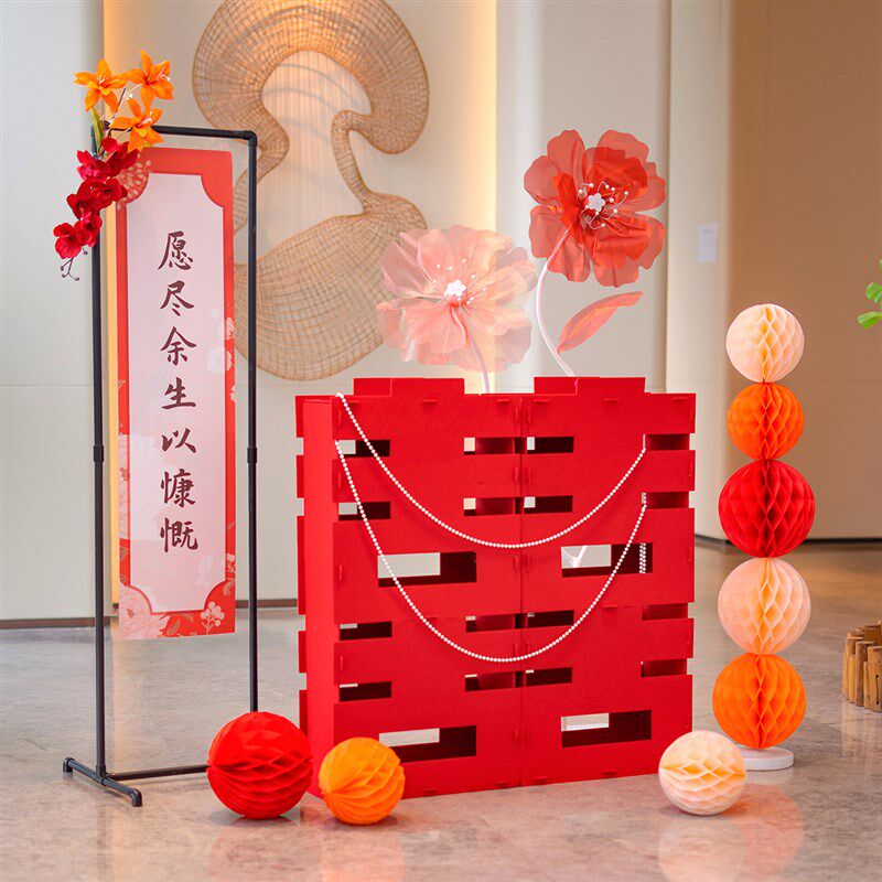 结婚纱花立柱组合 高级感婚礼路引 婚房幻彩玉叶装饰现场布置道具