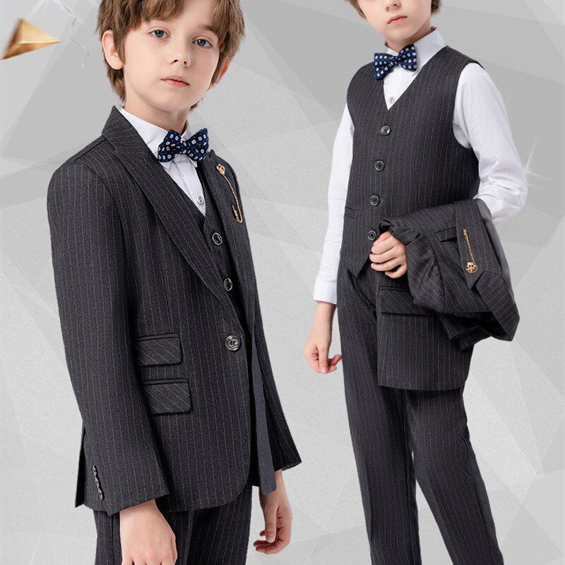 男童西装钢琴演奏朗诵主持人礼服中大童英伦正装秋冬花童西服套装
