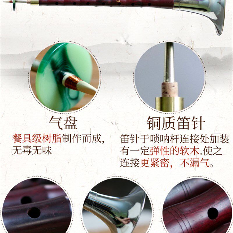 玄鹤唢呐乐器全套初学者专业大叶紫檀演奏用唢呐 小f/D/C/大g 调