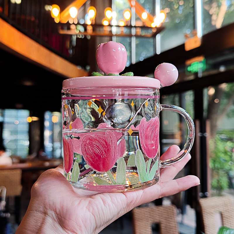 热牛奶专用玻璃杯耐高温学生冲奶粉喝的杯子成人微波炉可加热底座