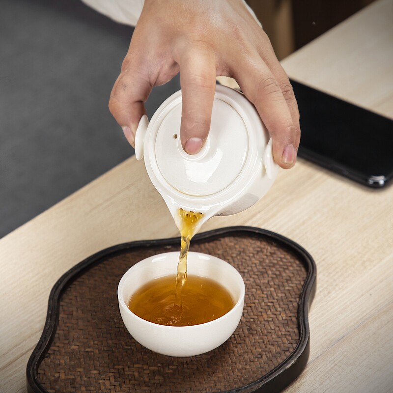 德化白瓷快客杯一壶两杯便携包日式旅行功夫茶具旅游户外定制logo