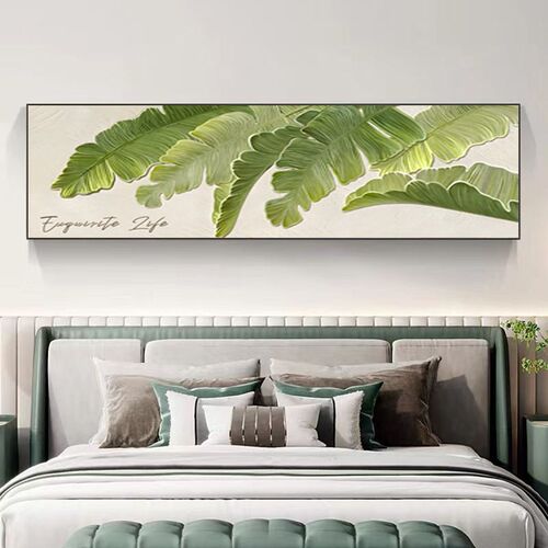 家大业大绿叶背景墙装饰画树叶植物肌理客厅卧室床头房间挂画主卧