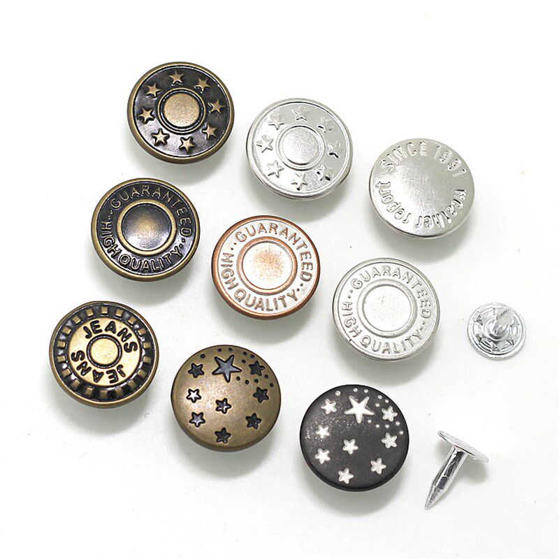 工字牛仔裤铜制摇头扣二合扣纽扣 DIY缝纫用金属螺纹钉15MM