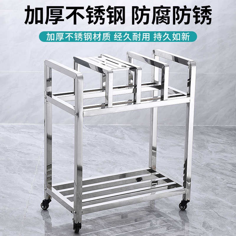 厨房菜板置物架落地带轮加厚不锈钢菜墩架食堂放砧板架子商用收纳