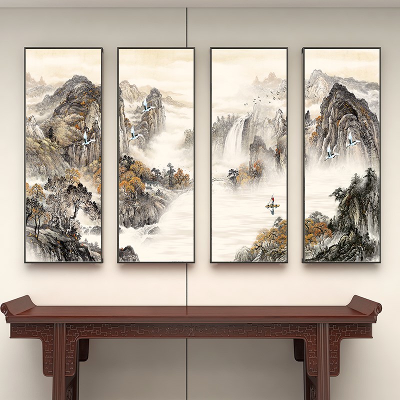 新中式装饰画客厅挂画玄关壁画水墨沙发背景墙禅意中国风墙画国画