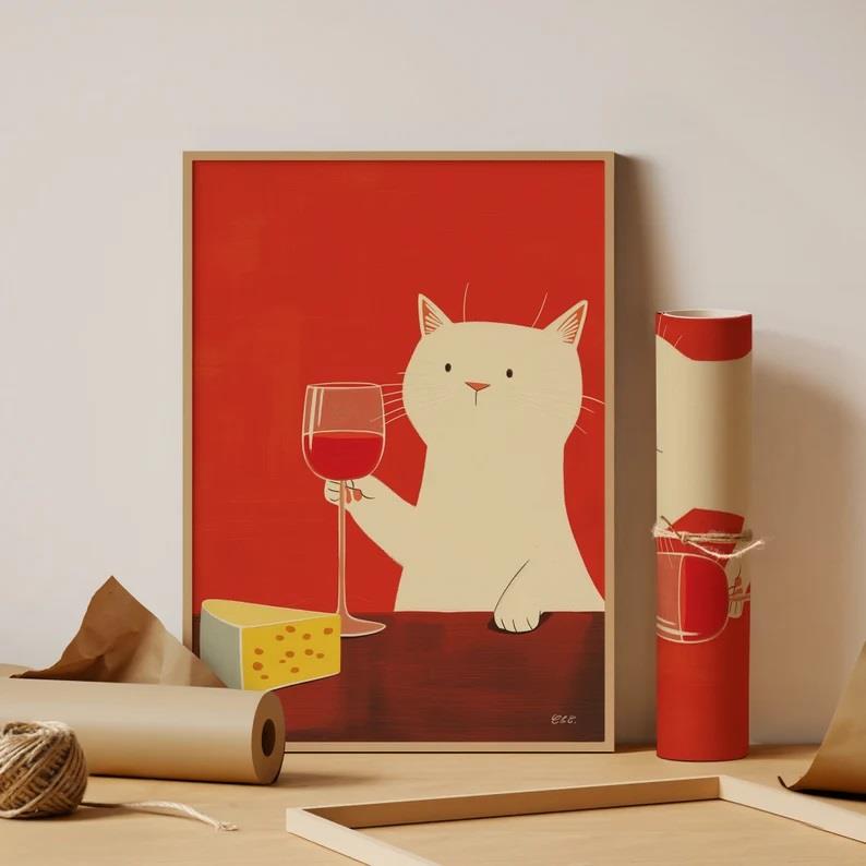 装饰画有框画挂画墙壁复古怀旧宠物猫咪动物卡通动漫日式艺术