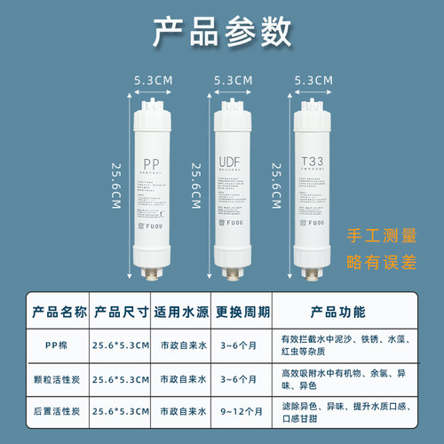 家用净水器净水机滤芯PP棉UDF活性炭后置小T33滤芯配件纯水机8寸