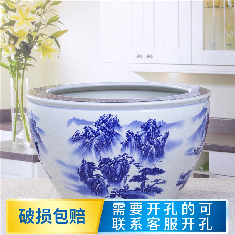 景德镇青花陶瓷花盆大号特大果树盆栽落地缸精品兰花盆景户外种树