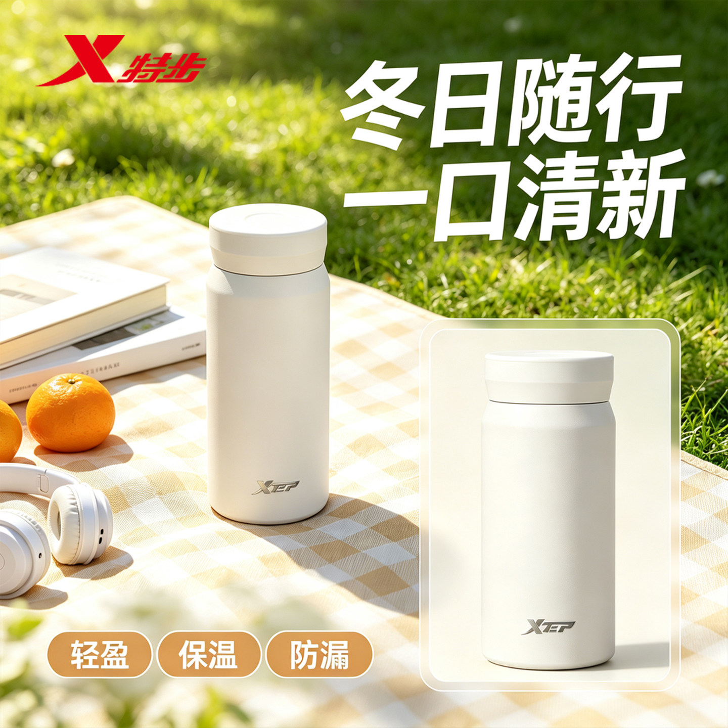 特步mini口袋杯保温杯食品级不锈钢保温保冷旅行杯便携旋盖水杯