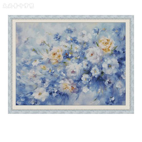 【ZZ5166-蓝韵】十字绣2024年新款客厅小格花卉系列装饰画油画diy