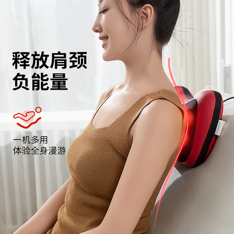 乐伴颈椎按摩器腰部背部靠垫颈部颈肩揉捏多功能按摩枕仪车载家用