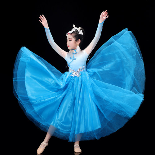 六一新款蒙古少儿演出服儿童蒙族女童筷子舞蹈服幼儿蒙古舞服纱裙
