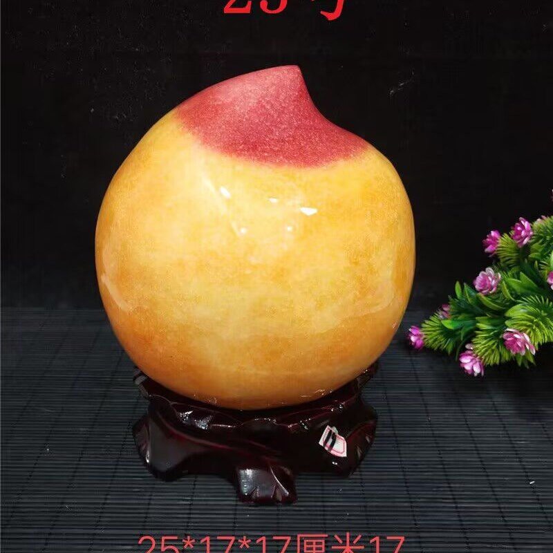 天然黄蜡石黄龙玉寿桃老人生日礼物办公室奇石头家居装饰收藏摆件
