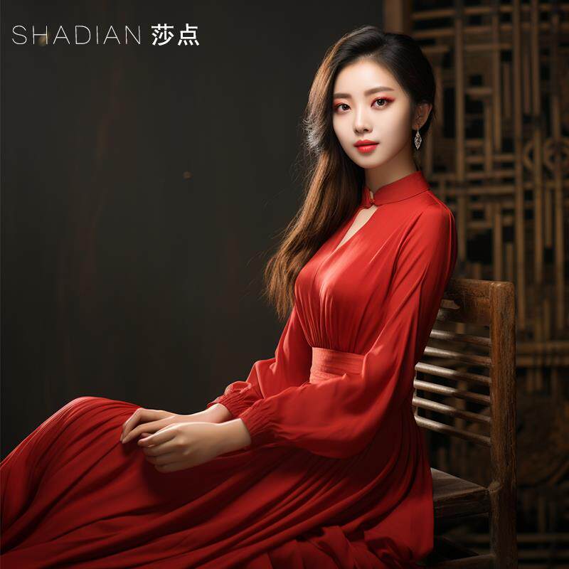 长袖连衣裙气质名媛礼服大摆裙2026夏季超好看收腰过膝长裙沙滩裙