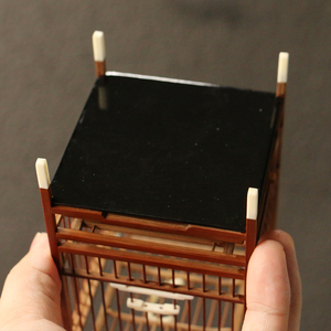几十年老竹川派纯手工精工榫卯结构制作蝈蝈笼鸣虫器具文玩收藏竹