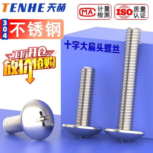 304不锈钢十字大扁头螺丝钉蘑菇头伞头螺栓M2.5M3M4M5M6M8*10*100
