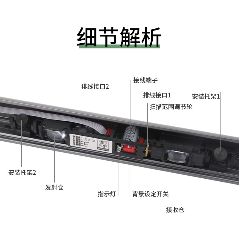 保利德玻璃旋转门安全光幕自动门移动式防夹探头红外线感应器