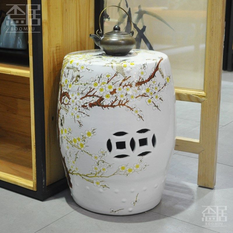 新中式陶瓷鼓凳家居创意圆凳陶瓷凳酒店别墅样板间客厅坐墩装饰