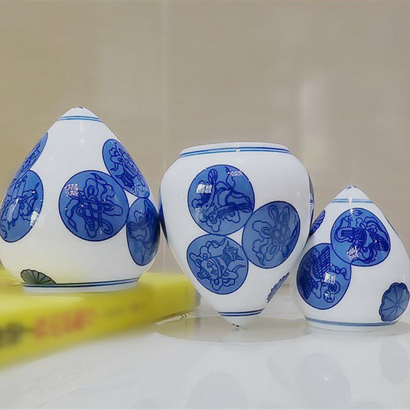 玉乐轩新品特惠 青花皮球花八宝纹画眉鸟食罐 鸟笼配件喂食器
