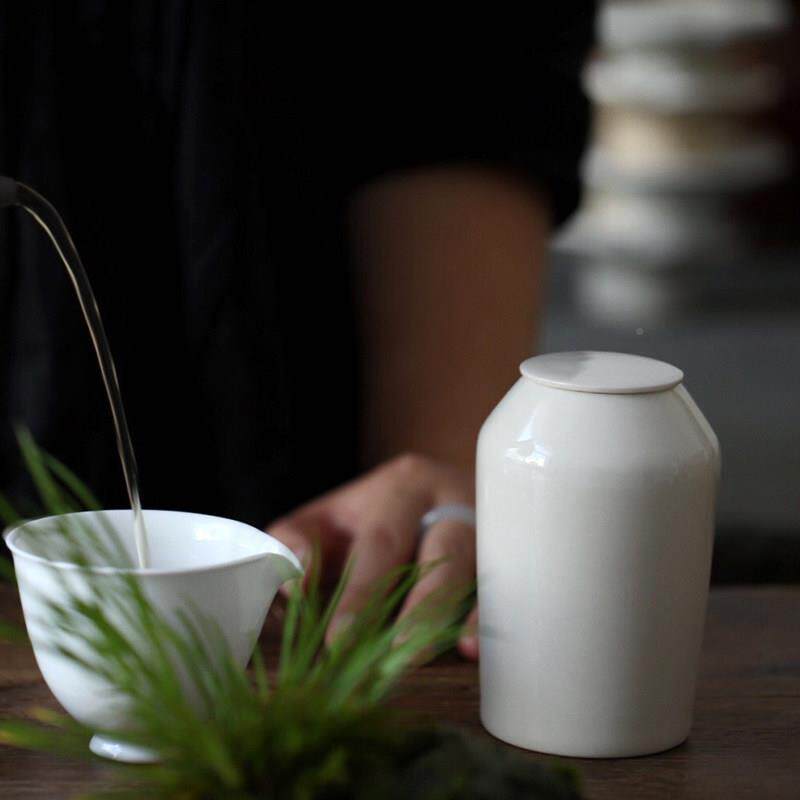无茶叶罐小号便携吃茶去茶罐木高级感陶瓷茶叶元罐草式SQY灰迷你