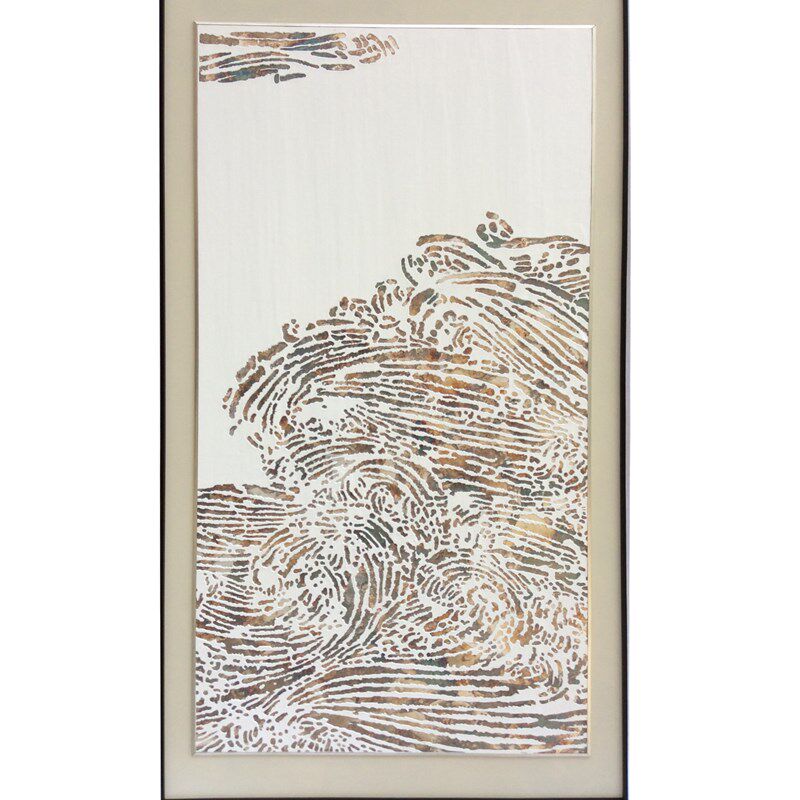 新中式山水综合材料实物挂画银箔客厅立体装饰玄关样板间餐厅包邮