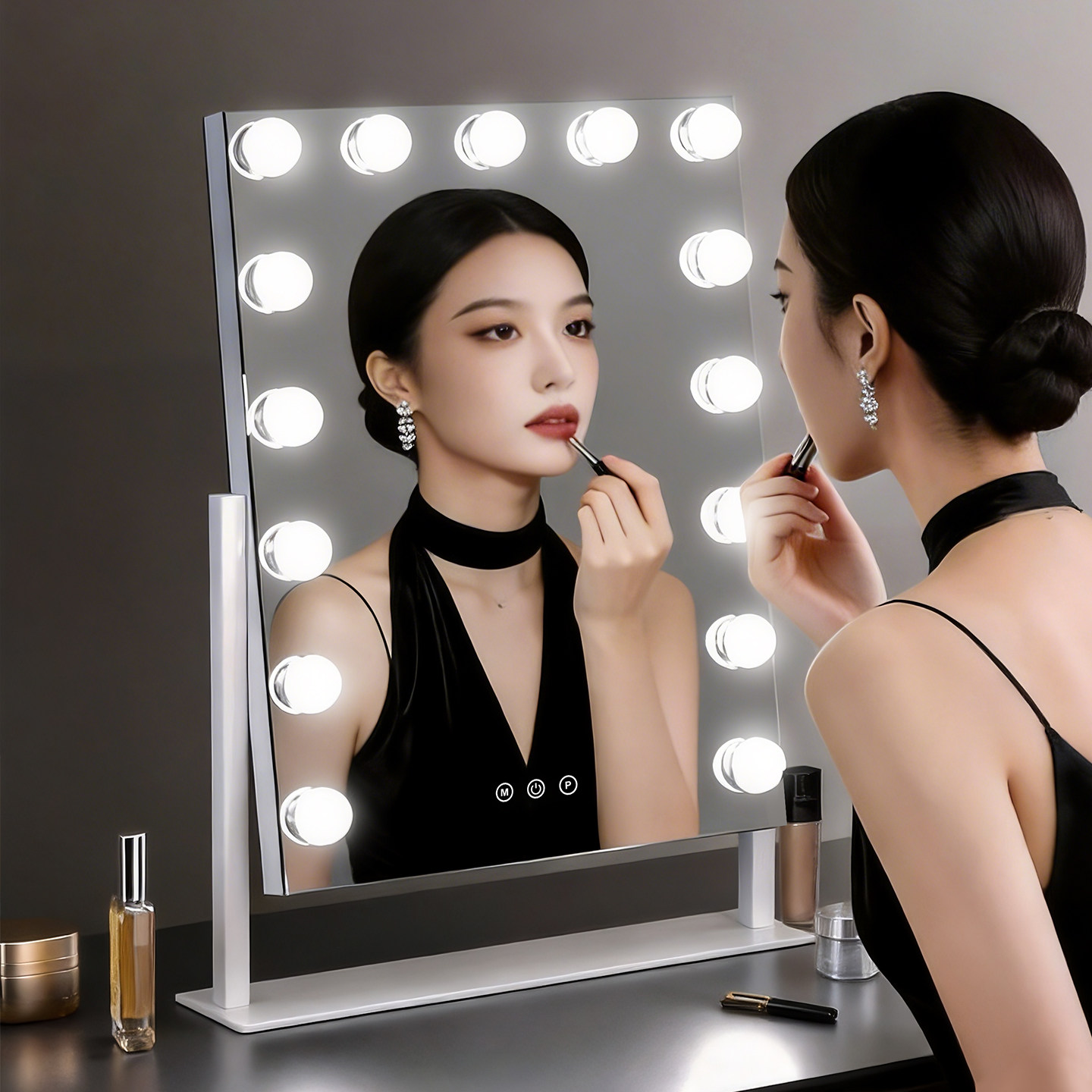 化妆镜带灯led台式桌面镜子化妆台宿舍补光化妆师高清智能美妆镜