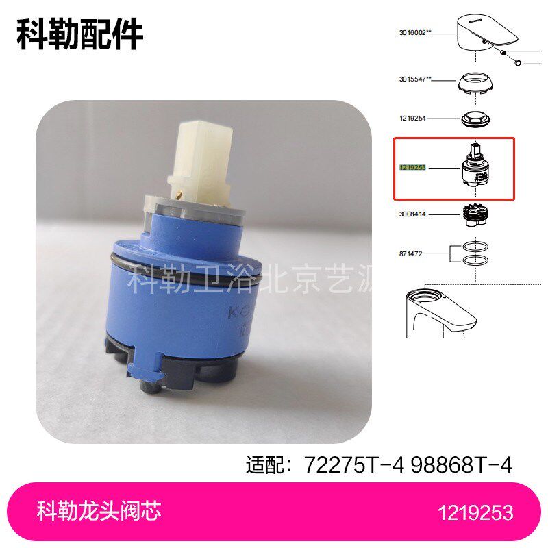1219253科勒利奥脸盆冷热水龙头配件面盆陶瓷片阀芯科勒龙头阀芯