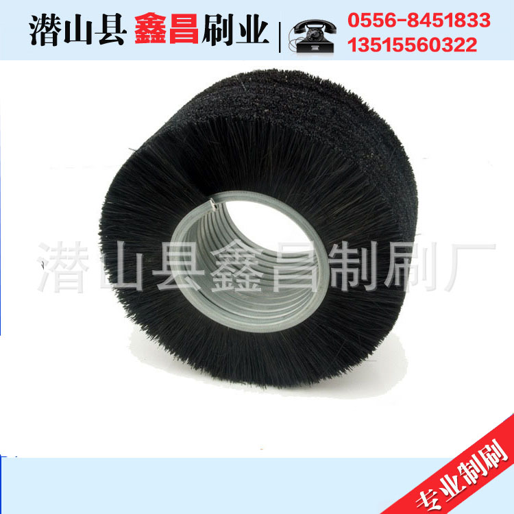 加工钢丝辊刷尼龙丝缠绕式毛刷辊弹簧刷滚筒辊刷工业毛刷辊钢丝轮