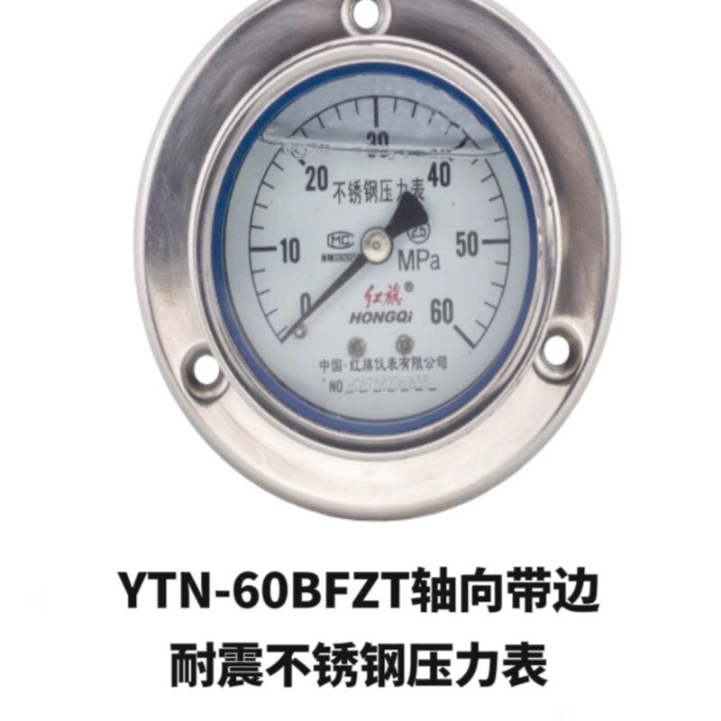 红旗仪表YTN60BFZT 1MPa抗震轴向带前边不锈钢压力表耐高温  人气