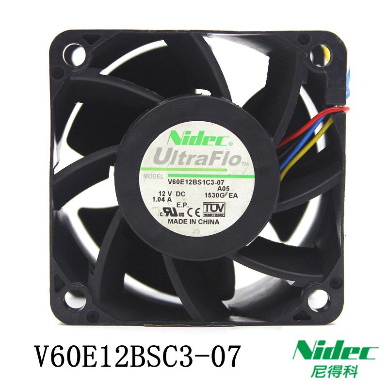 Nidec V60E12BS1C3-07 DC12V 1.04A 6038 6CM电源暴力散热风扇