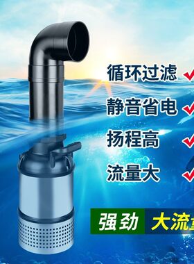 博宇大流量潜水泵锦鲤鱼池循环过滤潜水泵烟斗抽水泵池塘大功率泵