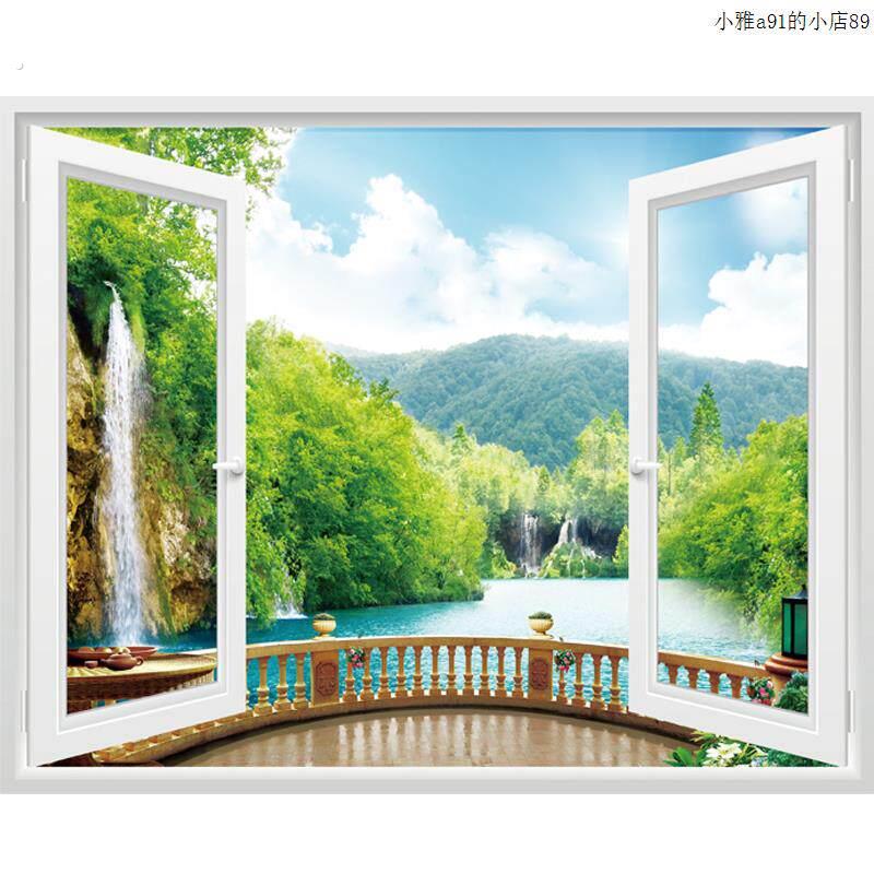 防水3立体温馨贴纸卧室客厅墙纸自粘假窗户装饰墙贴画背景墙壁纸