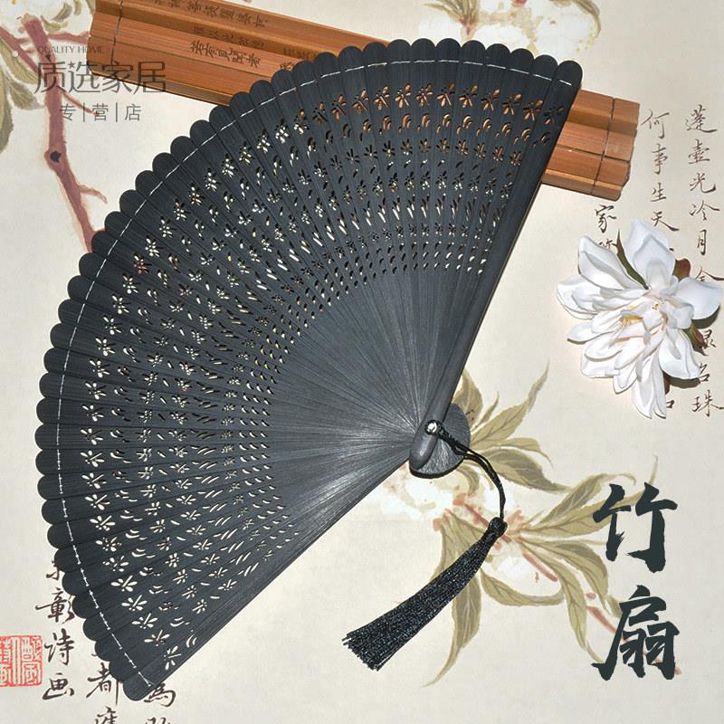 古风折扇手工扇子全竹折扇中国风舞蹈扇子全竹蜻蜓迷你折叠便携扇