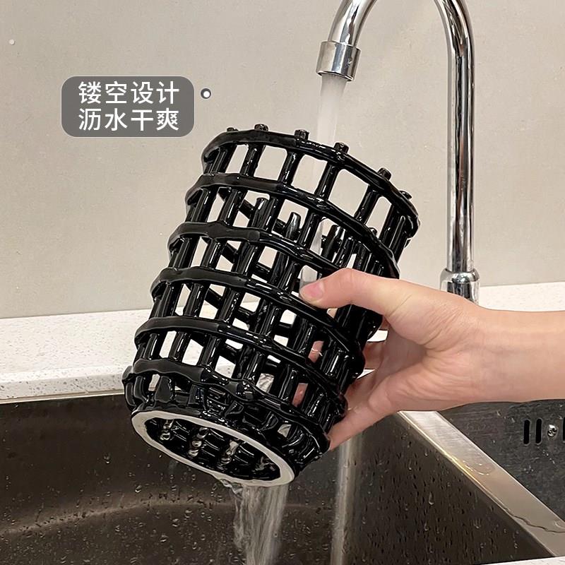 陶瓷锅铲筷子筒筷子笼沥水防霉家用厨房放勺子筷子篓大容量筷子桶