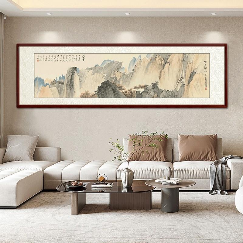 仿古山水画名家纯手绘仿张大千山水画靠山图客厅装饰画国画中式