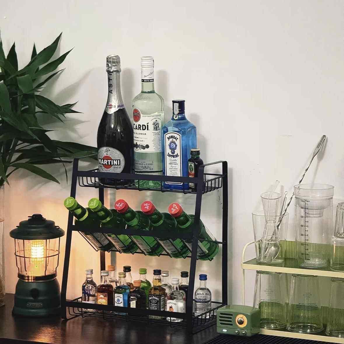 酒架置物架简易铁桌面酒架展示架多层家庭小饭厅餐桌酒柜
