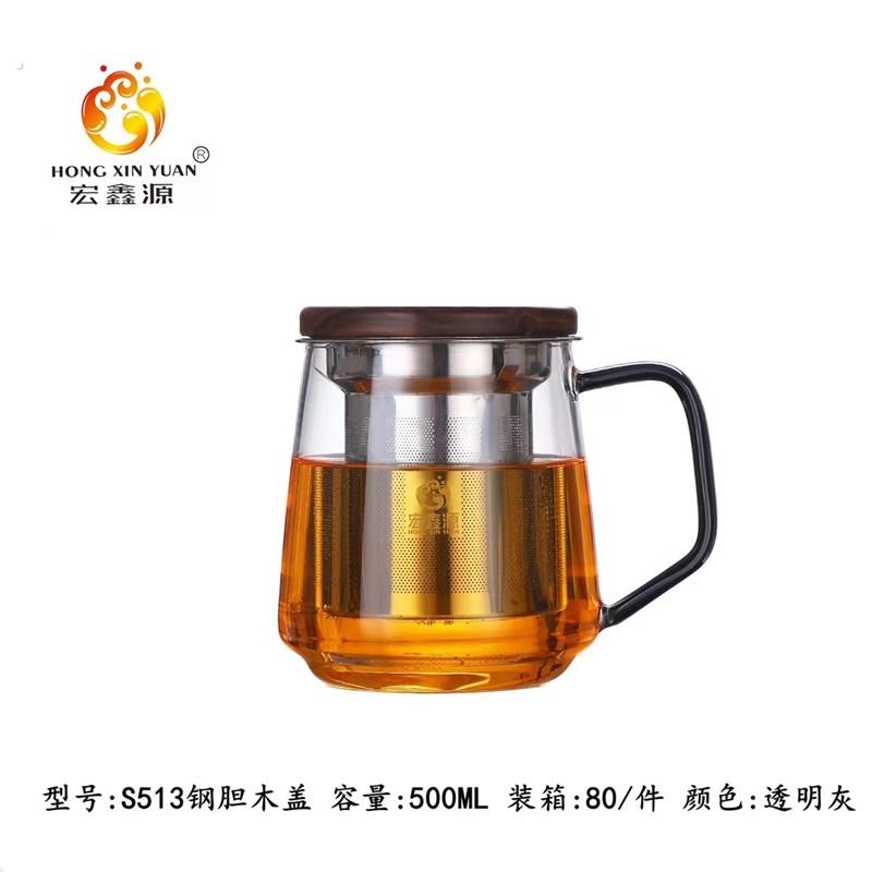 耐热耐高温加厚高硼硅玻璃带盖茶具茶楼酒店玻璃三件红茶杯