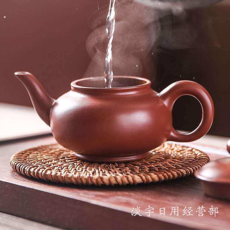 潮州入门级全手工朱泥手拉壶小容量冲罐泡茶壶紫砂壶功夫茶具宜兴