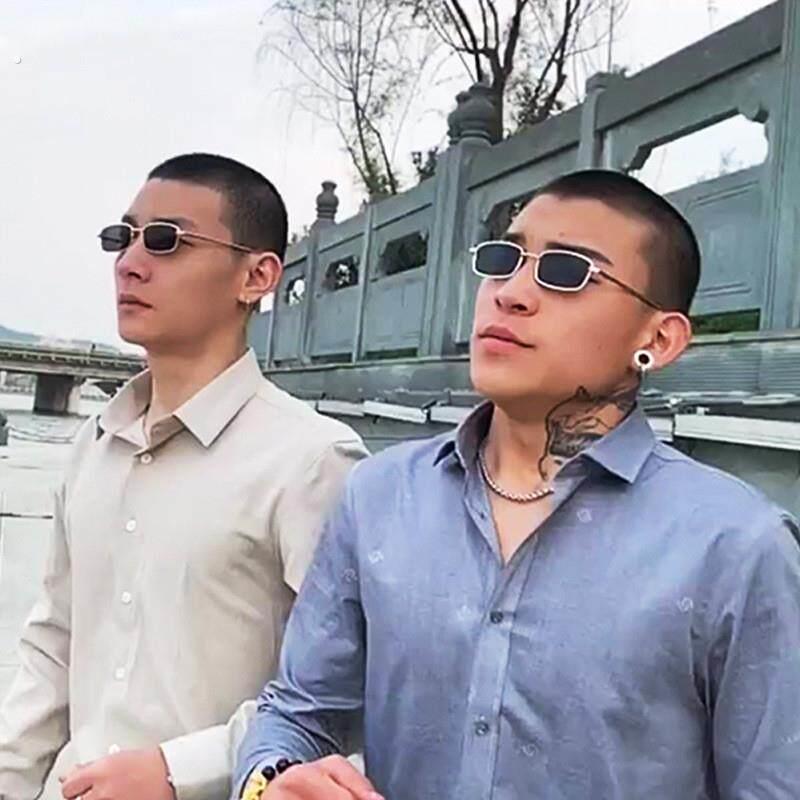 潮流港风窄框复古长方形太阳眼镜女攀娘同款眼镜男偏光太阳镜可配