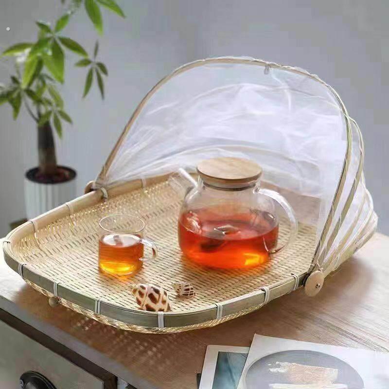 竹编簸箕晾晒筐干 干货晒菜网纱网防虫竹筐手工制品筛子家用馒头