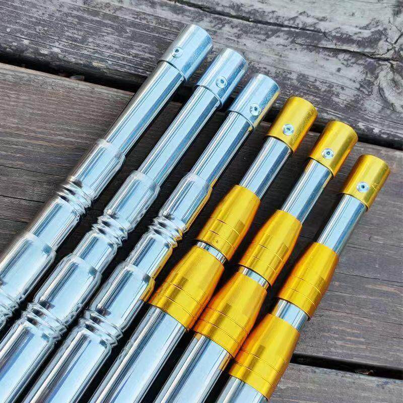 新款加厚多功能加固不锈钢捞网杆伸缩超硬定位伸缩式有下差伸缩杆