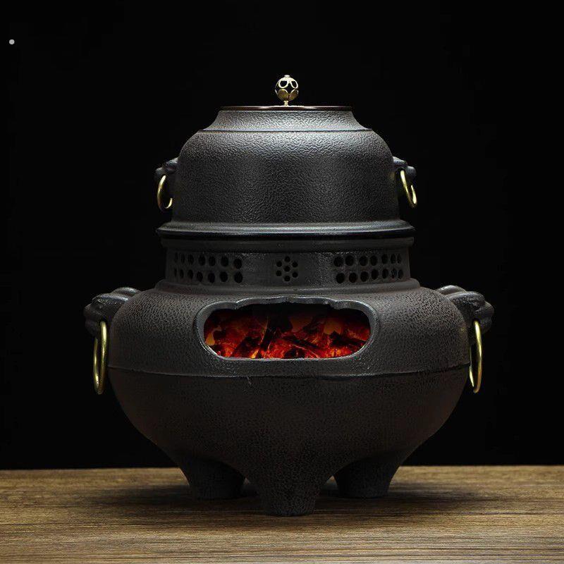 家用大号加厚碳烤炉鬼面风炉围炉煮茶一整套日式覆古碳烤炉铸铁炭