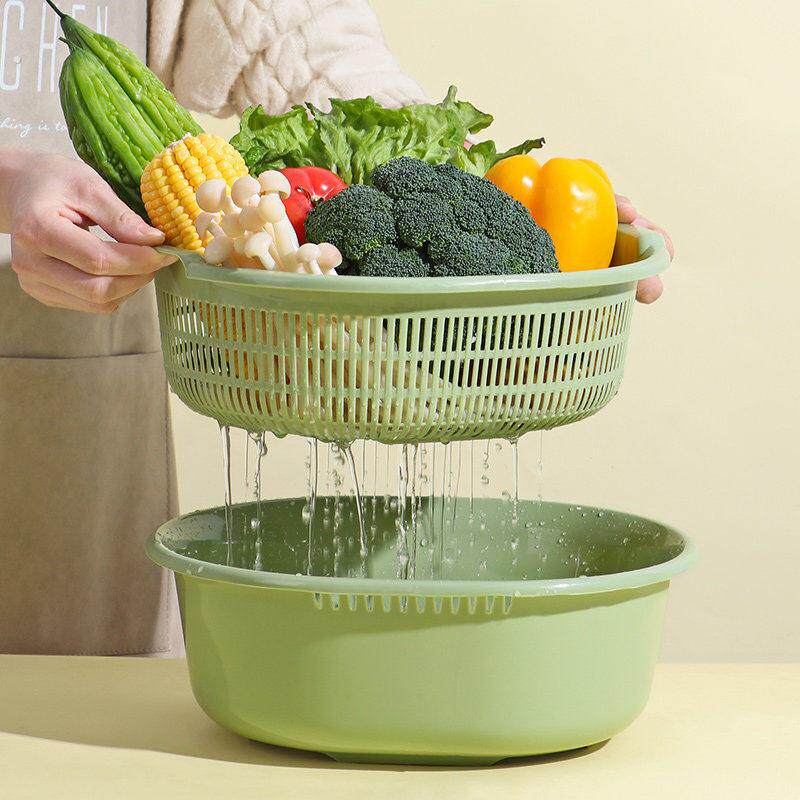 洗菜盆沥水篮大号菜篮子家用洗菜篮厨房2026新款双层塑料大号加厚