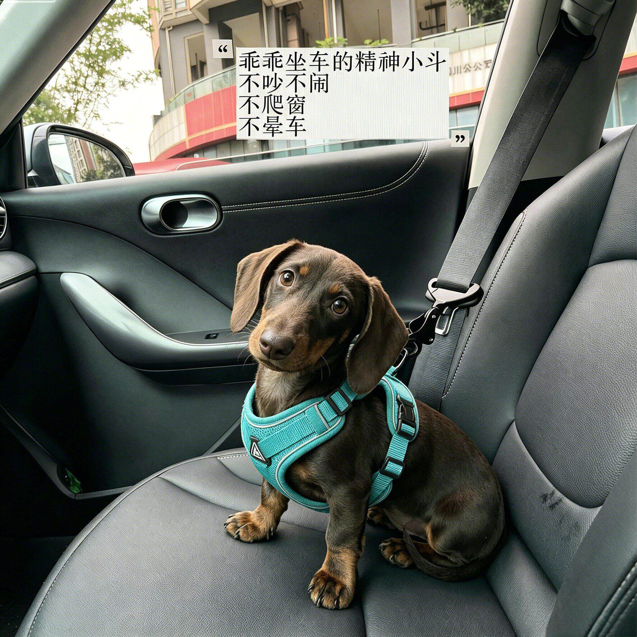 车载狗狗安全带宠物汽车安全扣背心式胸背带固定绳坐车湖蓝小型犬