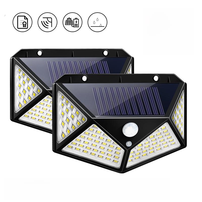 太阳能灯家用庭院灯感应壁灯四面发光灯自动开关户外灯光控超高亮