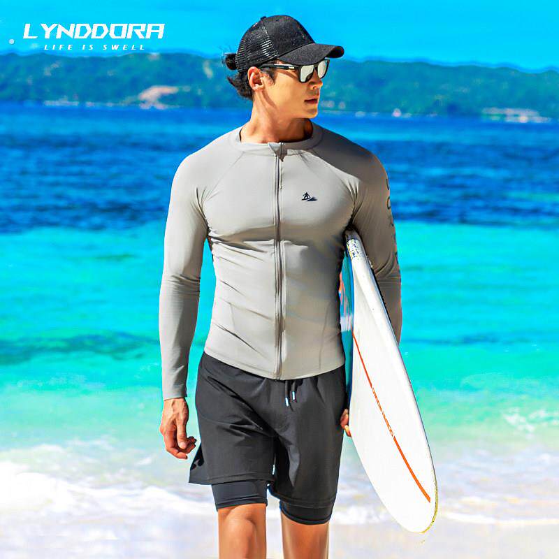 泳衣男户外防晒夏漂流长袖短裤速干衣海边冲浪浮潜水服泳装水母衣