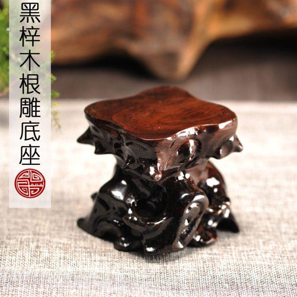 奇石玉石底座紫砂茶壶微型盆景小底座 黑梓木 根雕 镂空 艺术底座